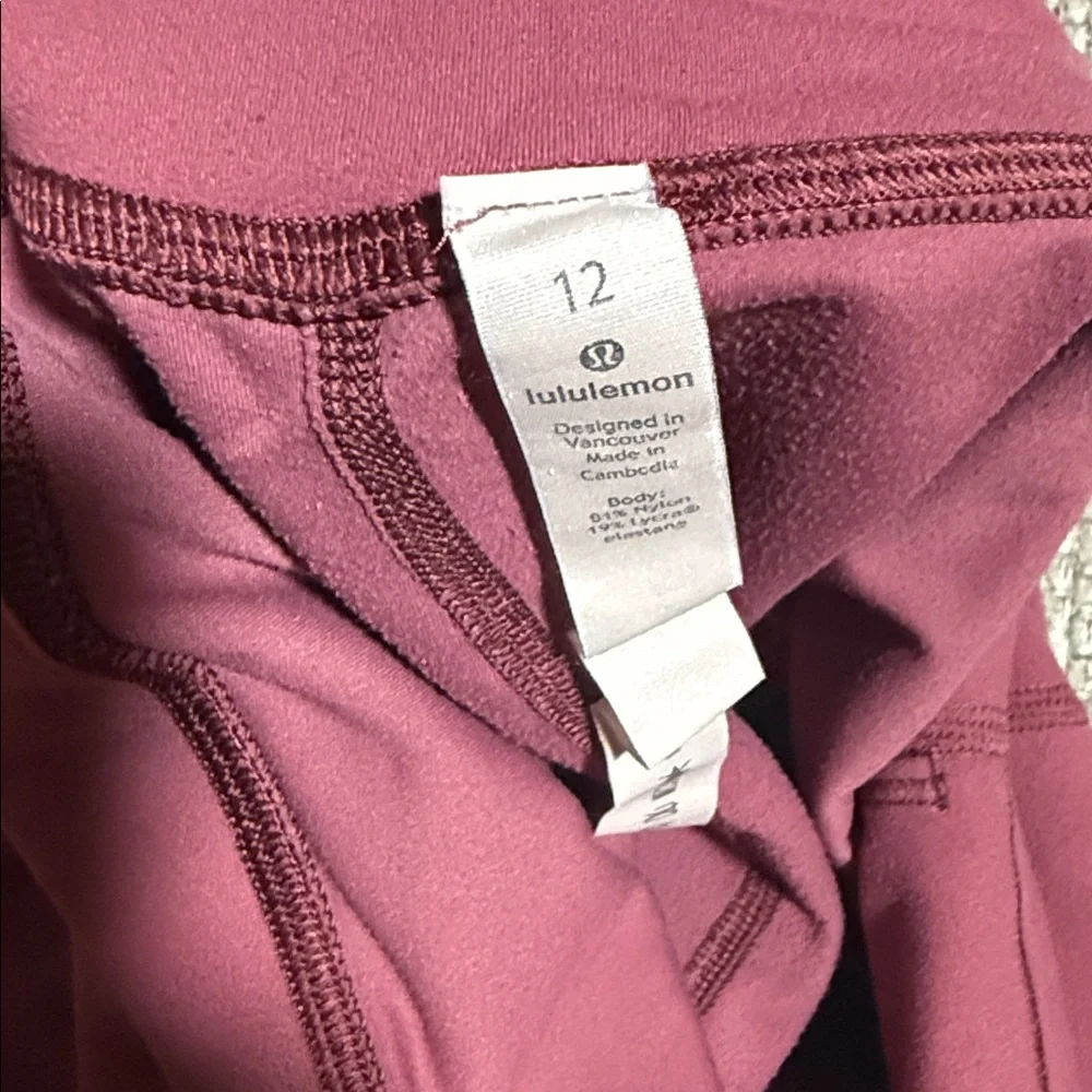 Lululemon Align Cropped Leggings Misty‎ Merlot Nulu size 12